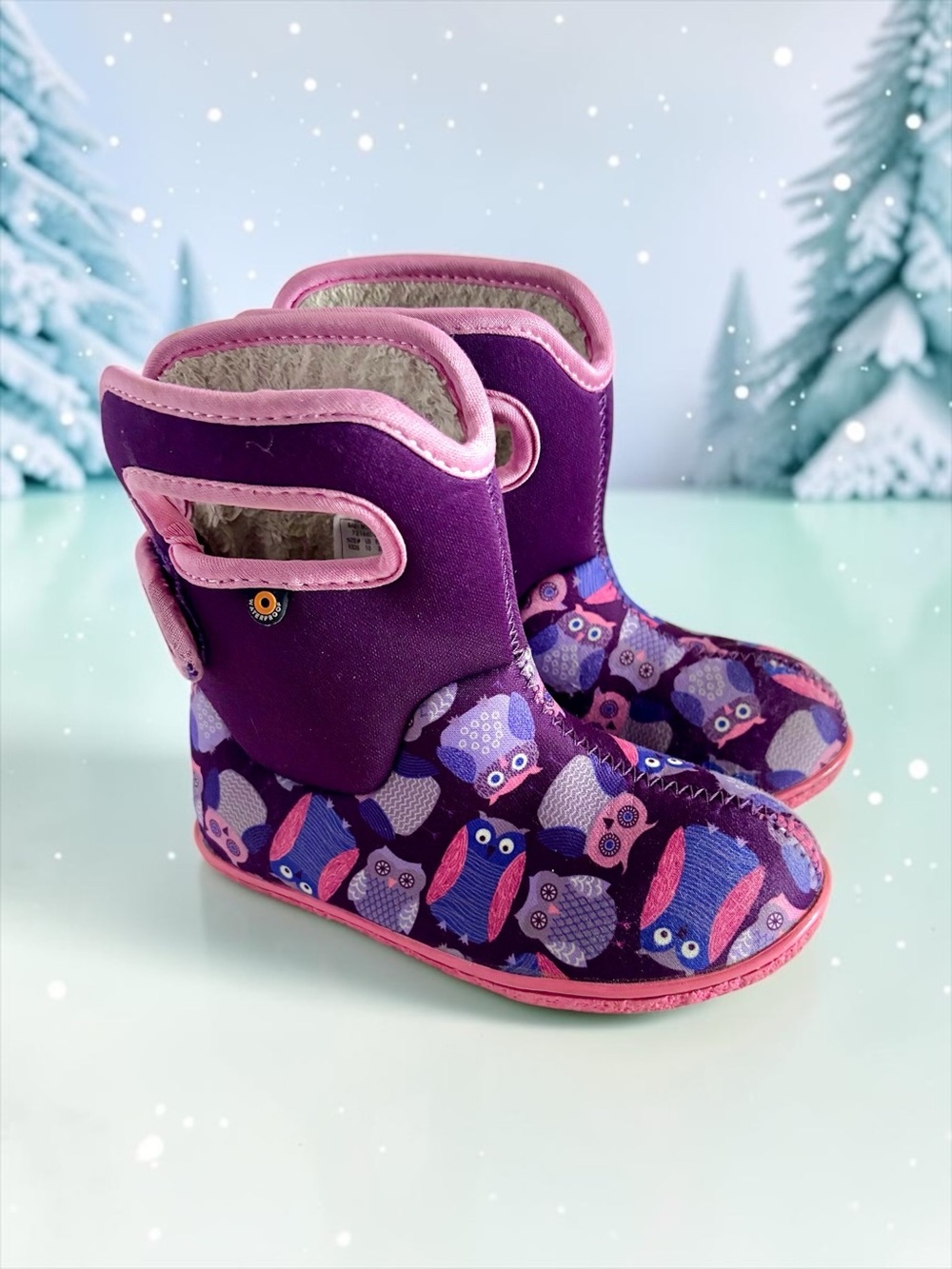 Bogs Baby Bog Owls Toddler Girls Boots Size 10 Faux Fur Lined Winter Booties